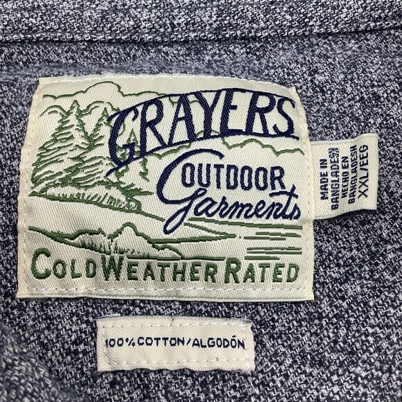 Grayers Mens Cold Weather Rated Outdoor Flannel Shirt Jacket Gray Size XXL NWT - Picture 4 of 9